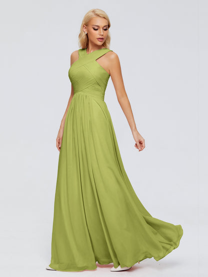 Aliyah A-line Straps Chiffon Bridesmaid Dresses