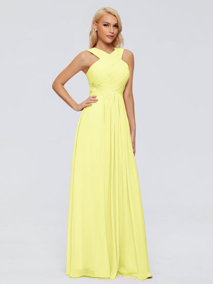 Aliyah A-line Straps Chiffon Bridesmaid Dresses