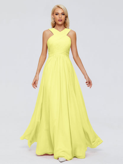Aliyah A-line Straps Chiffon Bridesmaid Dresses