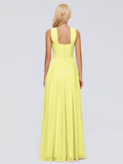 Aliyah A-line Straps Chiffon Bridesmaid Dresses