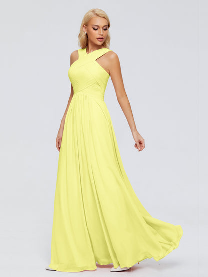 Aliyah A-line Straps Chiffon Bridesmaid Dresses