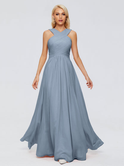 Aliyah A-line Straps Chiffon Bridesmaid Dresses