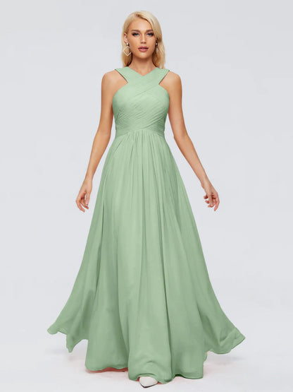 Aliyah A-line Straps Chiffon Bridesmaid Dresses