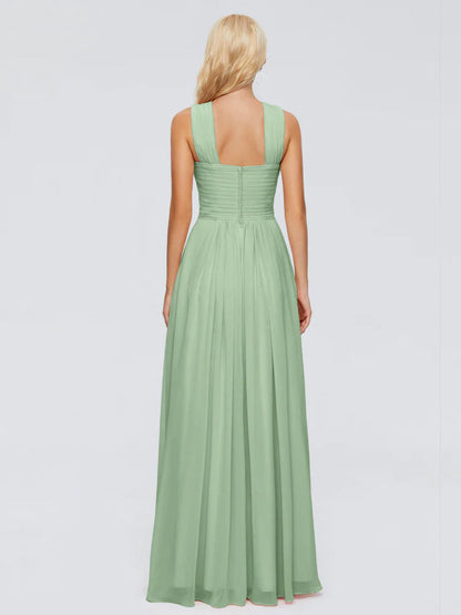 Aliyah A-line Straps Chiffon Bridesmaid Dresses