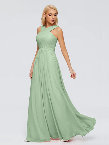 Aliyah A-line Straps Chiffon Bridesmaid Dresses