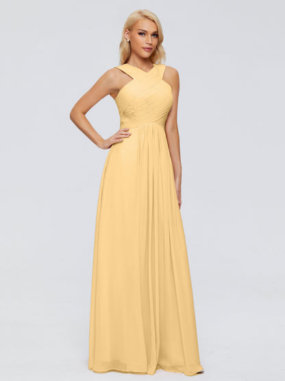 Aliyah A-line Straps Chiffon Bridesmaid Dresses