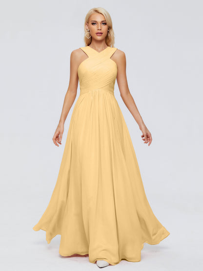 Aliyah A-line Straps Chiffon Bridesmaid Dresses
