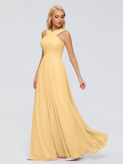 Aliyah A-line Straps Chiffon Bridesmaid Dresses