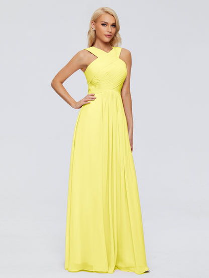 Aliyah A-line Straps Chiffon Bridesmaid Dresses