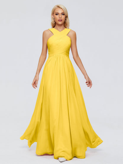 Aliyah A-line Straps Chiffon Bridesmaid Dresses