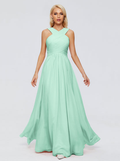 Aliyah A-line Straps Chiffon Bridesmaid Dresses