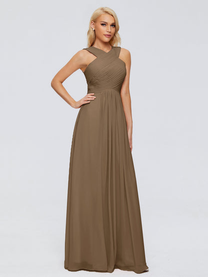 Aliyah A-line Straps Chiffon Bridesmaid Dresses