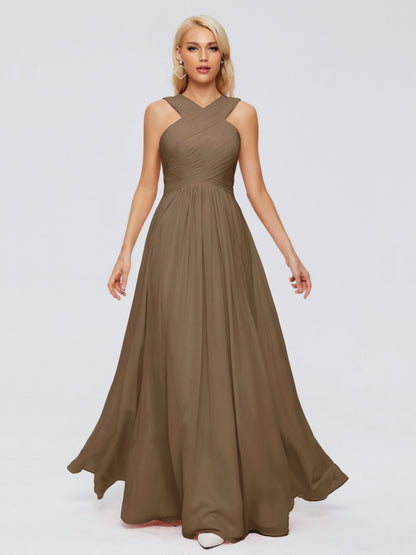 Aliyah A-line Straps Chiffon Bridesmaid Dresses