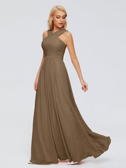 Aliyah A-line Straps Chiffon Bridesmaid Dresses