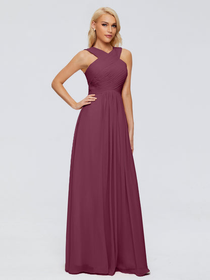 Aliyah A-line Straps Chiffon Bridesmaid Dresses