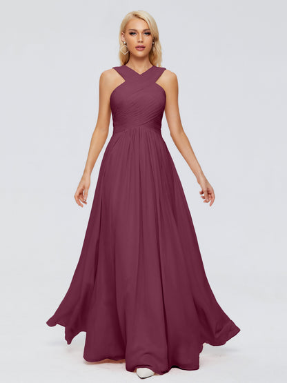 Aliyah A-line Straps Chiffon Bridesmaid Dresses