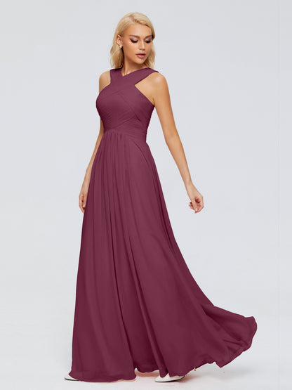 Aliyah A-line Straps Chiffon Bridesmaid Dresses