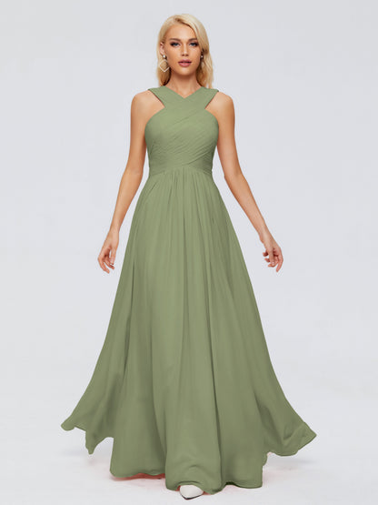 Aliyah A-line Straps Chiffon Bridesmaid Dresses
