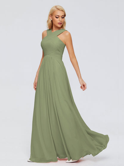 Aliyah A-line Straps Chiffon Bridesmaid Dresses