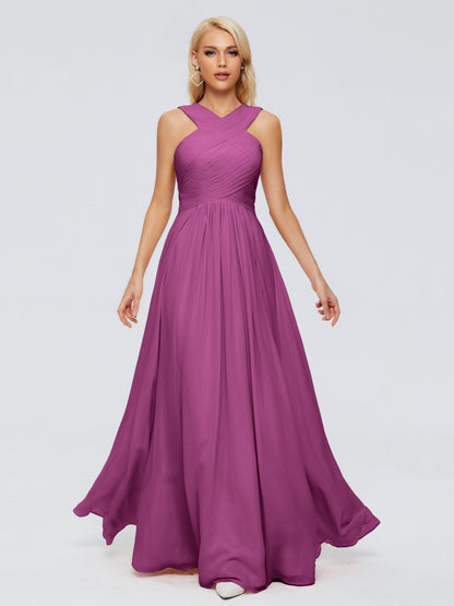 Aliyah A-line Straps Chiffon Bridesmaid Dresses