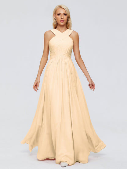 Aliyah A-line Straps Chiffon Bridesmaid Dresses