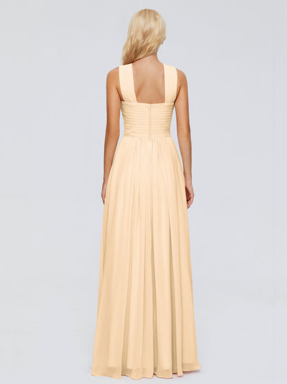 Aliyah A-line Straps Chiffon Bridesmaid Dresses