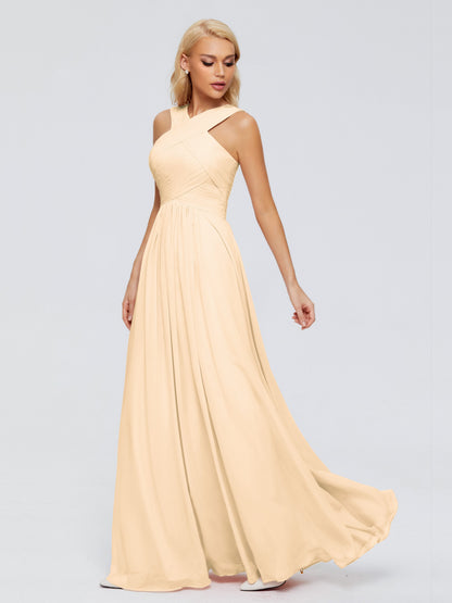Aliyah A-line Straps Chiffon Bridesmaid Dresses
