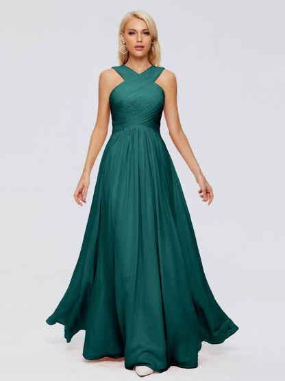 Aliyah A-line Straps Chiffon Bridesmaid Dresses