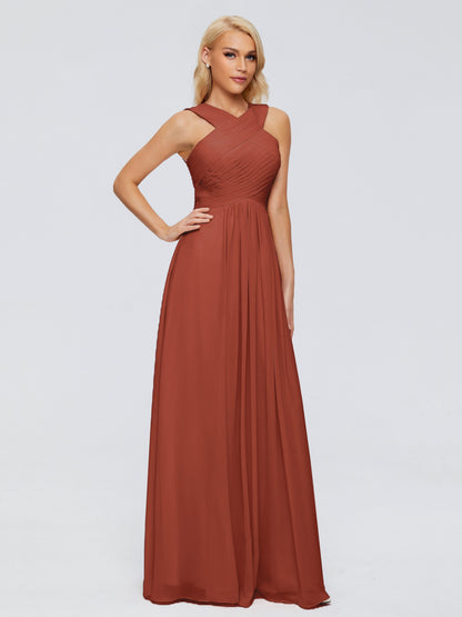 Aliyah A-line Straps Chiffon Bridesmaid Dresses