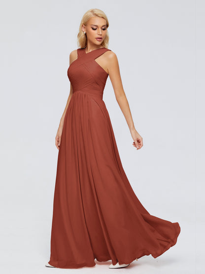 Aliyah A-line Straps Chiffon Bridesmaid Dresses