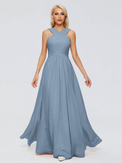 Aliyah A-line Straps Chiffon Bridesmaid Dresses