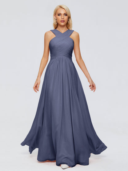 Aliyah A-line Straps Chiffon Bridesmaid Dresses