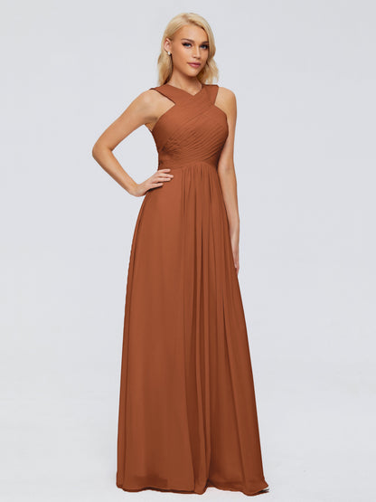 Aliyah A-line Straps Chiffon Bridesmaid Dresses