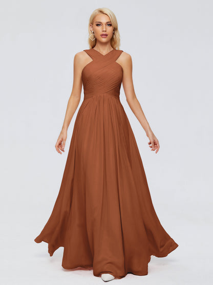 Aliyah A-line Straps Chiffon Bridesmaid Dresses
