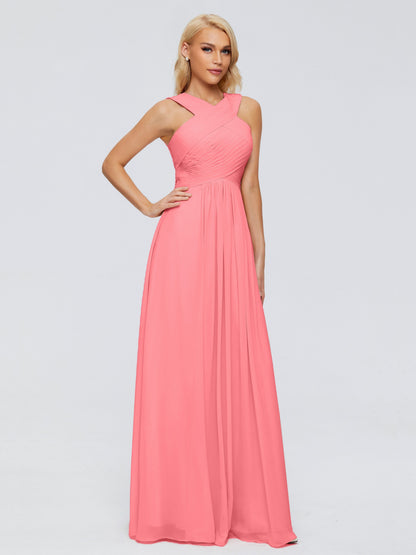 Aliyah A-line Straps Chiffon Bridesmaid Dresses