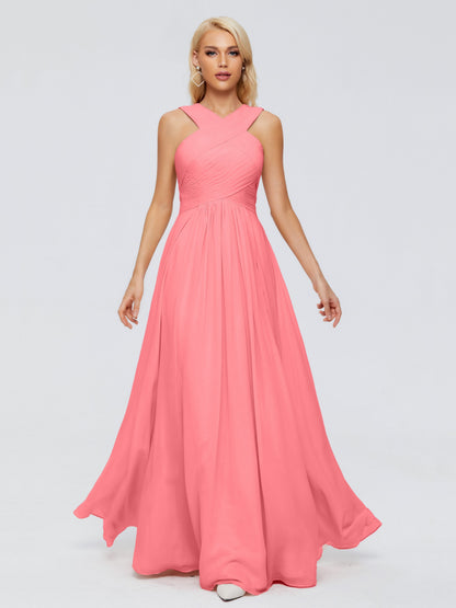 Aliyah A-line Straps Chiffon Bridesmaid Dresses