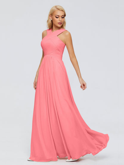 Aliyah A-line Straps Chiffon Bridesmaid Dresses