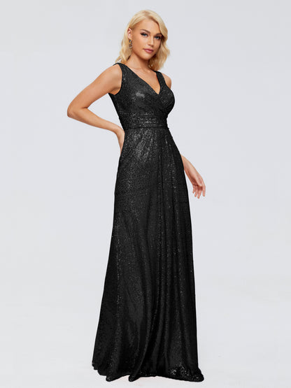 Alyssa Straps V-back Sequins Bridesmaid Dress
