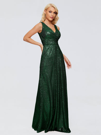 Alyssa Straps V-back Sequins Bridesmaid Dress