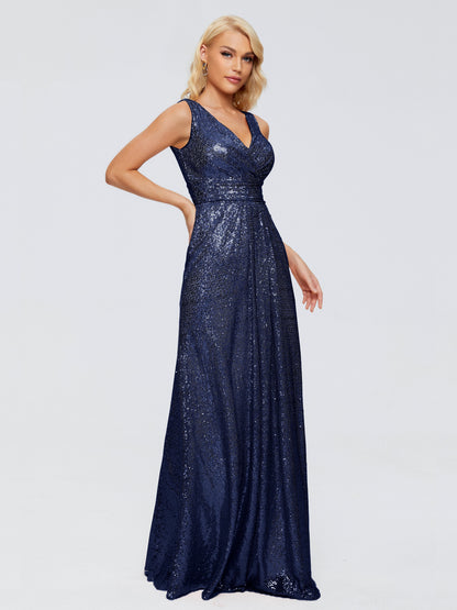 Alyssa Straps V-back Sequins Bridesmaid Dress