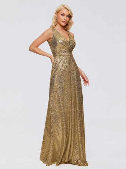 Alyssa Straps V-back Sequins Bridesmaid Dress