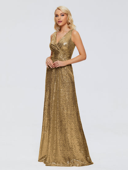 Alyssa Straps V-back Sequins Bridesmaid Dress
