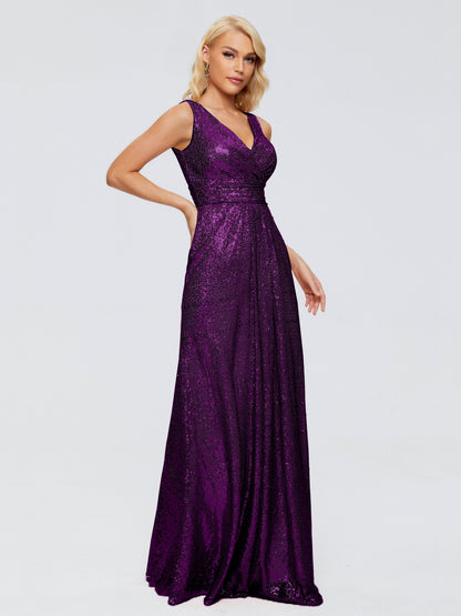 Alyssa Straps V-back Sequins Bridesmaid Dress