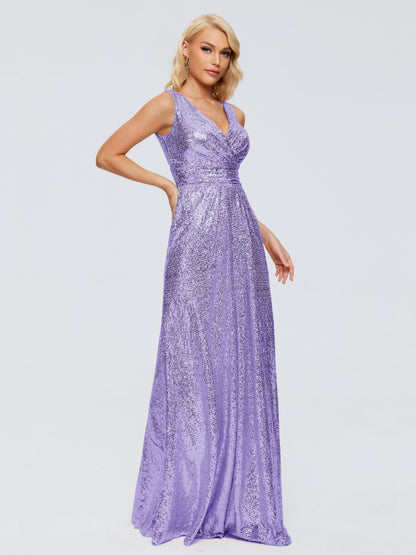 Alyssa Straps V-back Sequins Bridesmaid Dress
