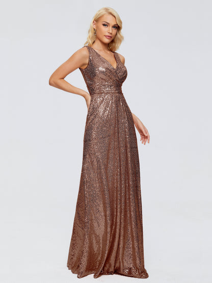 Alyssa Straps V-back Sequins Bridesmaid Dress