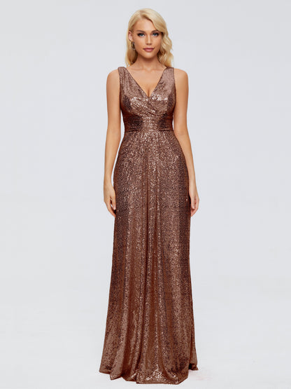 Alyssa Straps V-back Sequins Bridesmaid Dress