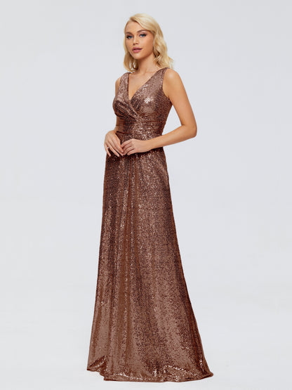 Alyssa Straps V-back Sequins Bridesmaid Dress