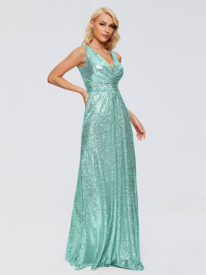 Alyssa Straps V-back Sequins Bridesmaid Dress