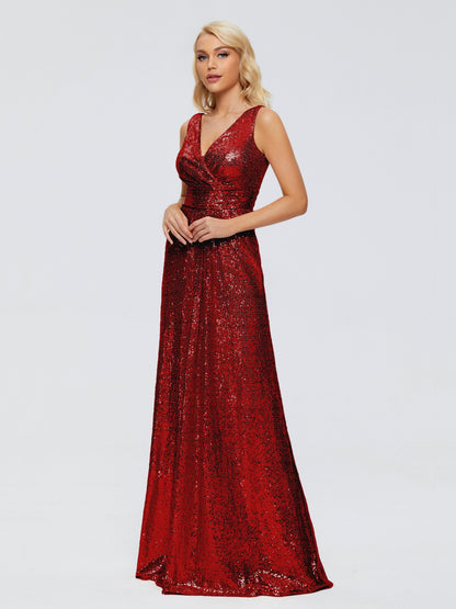 Alyssa Straps V-back Sequins Bridesmaid Dress