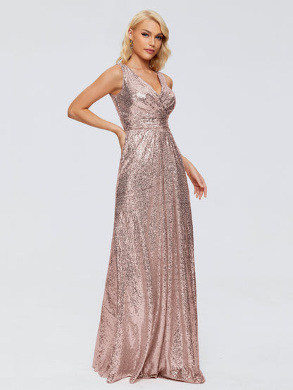 Alyssa Straps V-back Sequins Bridesmaid Dress